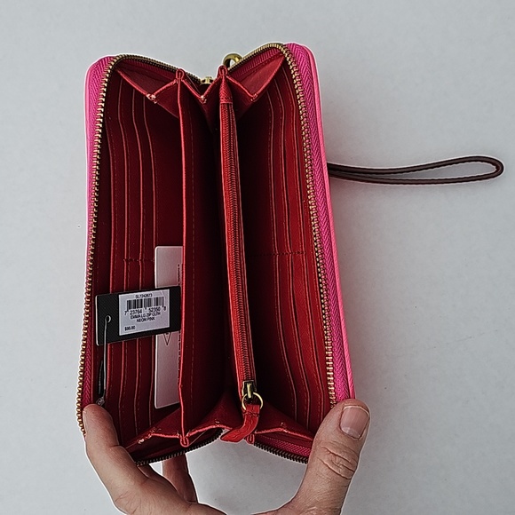 NWT NEW Fossil Emma Neon Pink Googly Eye Clutch Wallet Wristlet - Picture 6 of 12